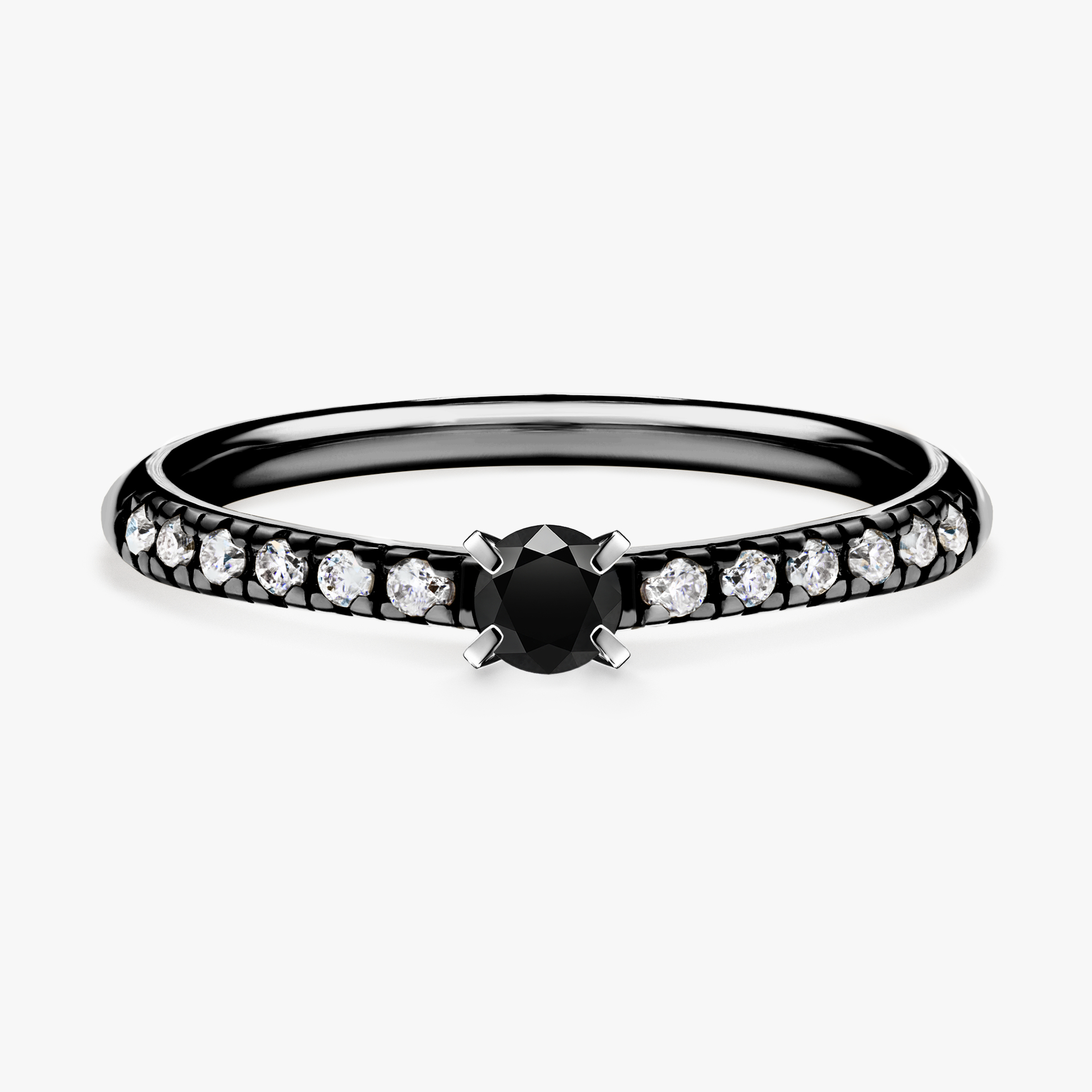 Pierścionek zaręczynowy My Sunshine z czarnego złota z czarnym diamentem 0,24ct